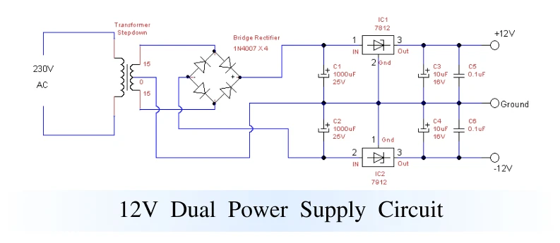 Dual Power Supply Circuit Diagram with Explanation