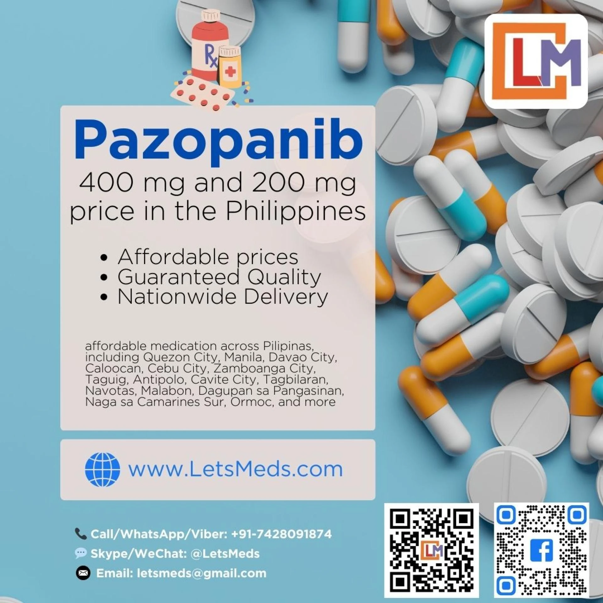 Buy Pazopanib 200 mg Tablets Online in the Philippines – Affordable Price from LetsMeds