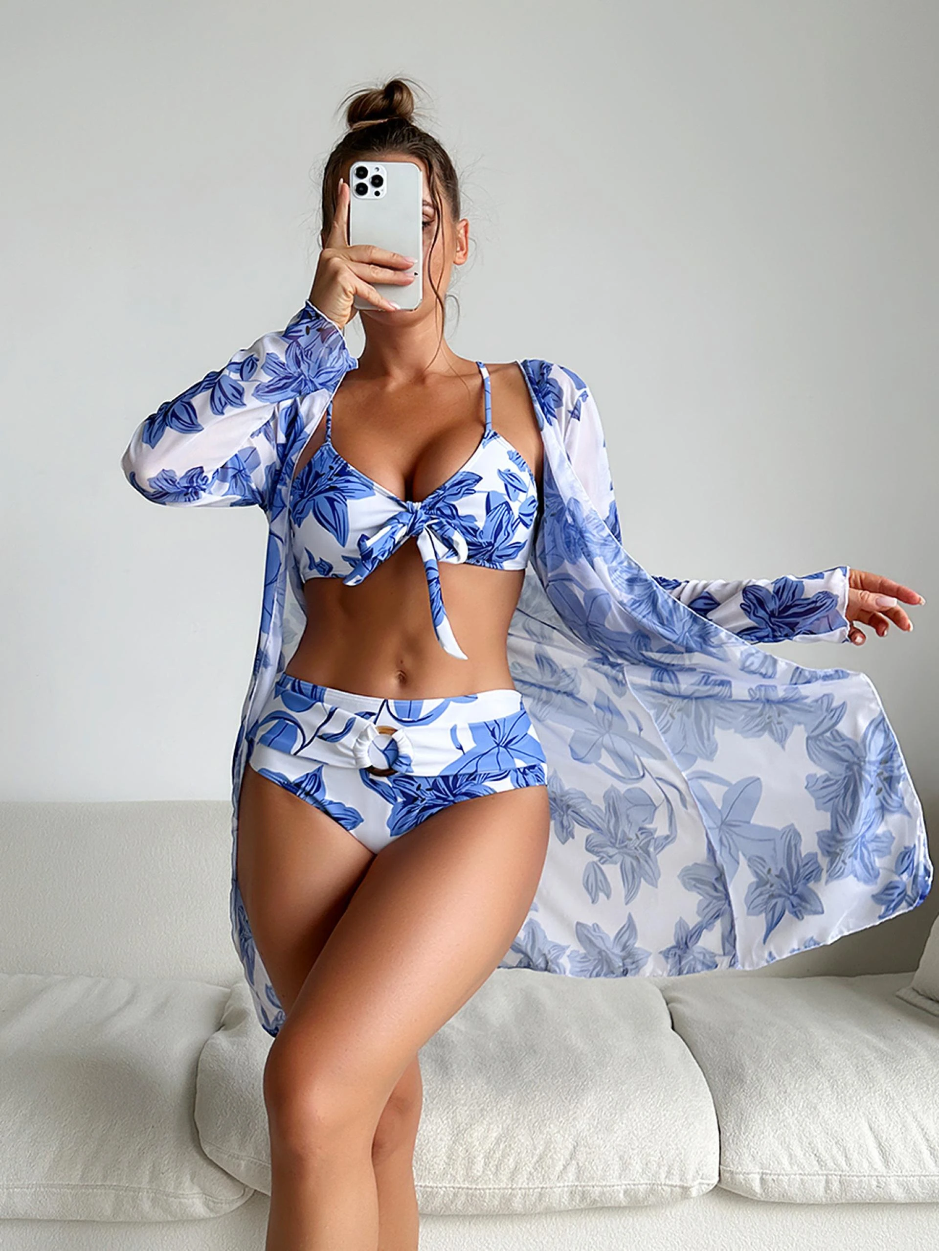 Stylish Swimwear & Printed Bikini Three-Piece Women’s Swimsuit